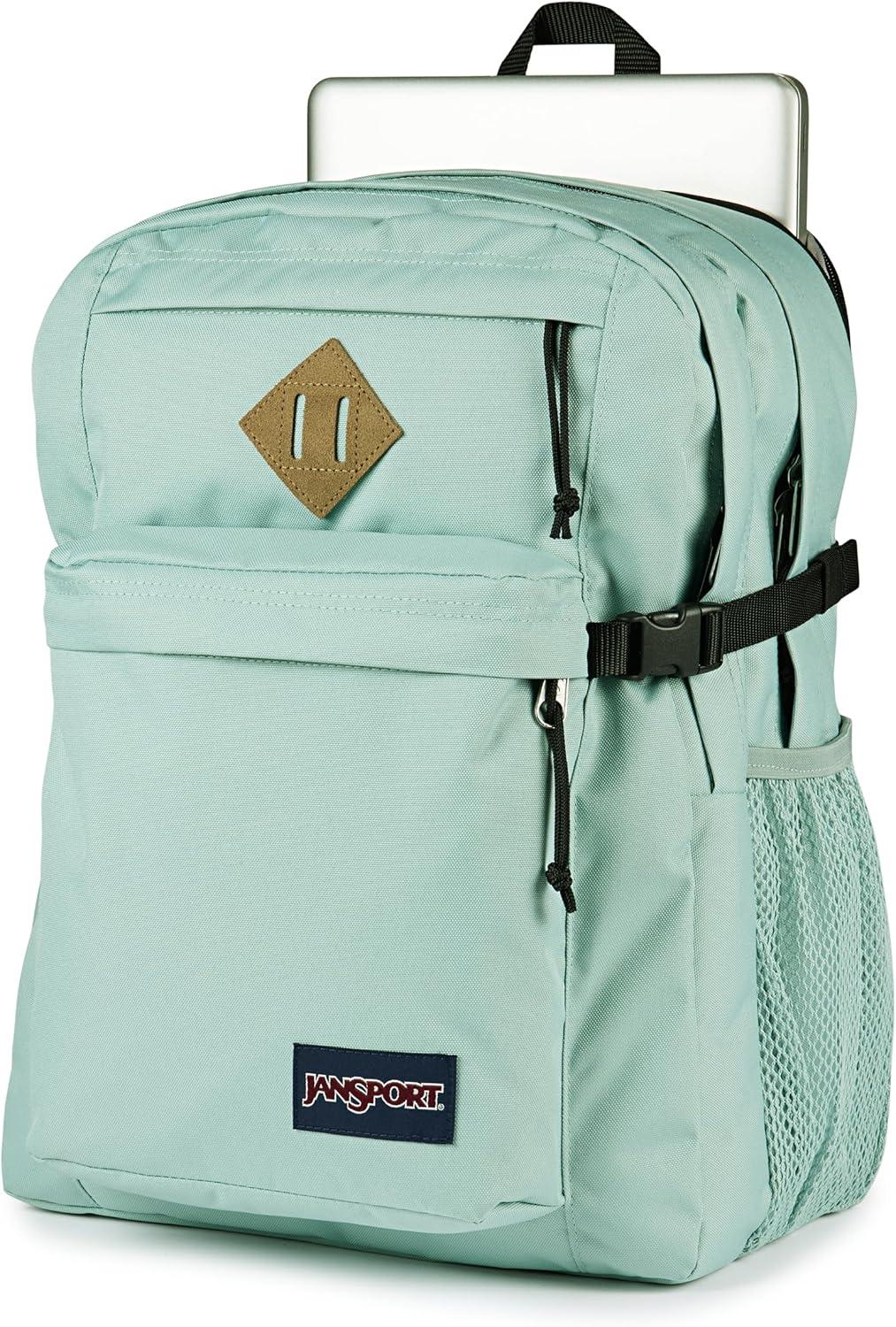 imageJanSport Main Campus Backpack  Travel or Work backpack w 15Inch Laptop Sleeve and Dual Water Bottle Pockets Graphite GreyFaded Sage