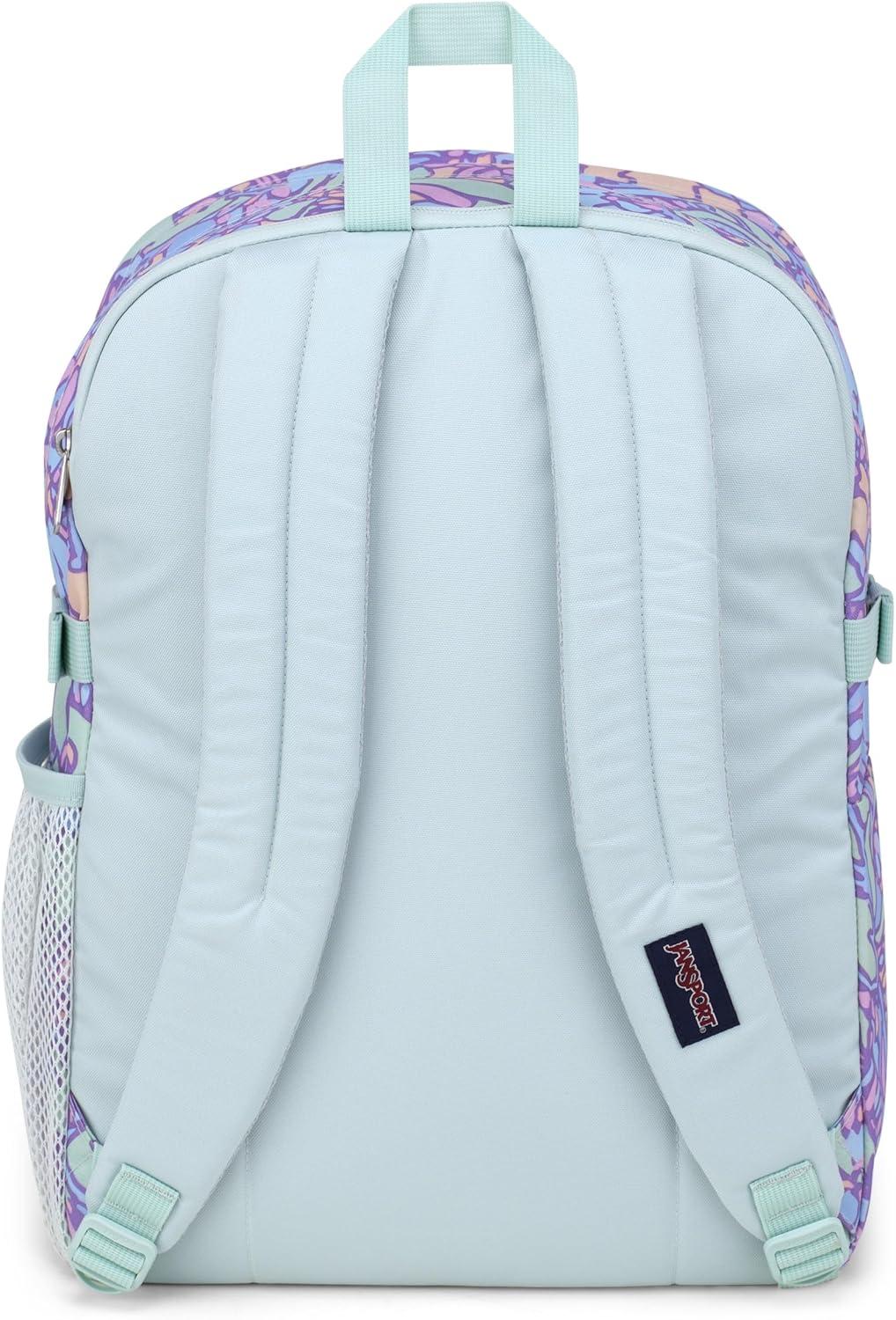 imageJanSport Main Campus Backpack  Travel or Work backpack w 15Inch Laptop Sleeve and Dual Water Bottle Pockets Graphite GreyFluid Floral Pastel Lilac