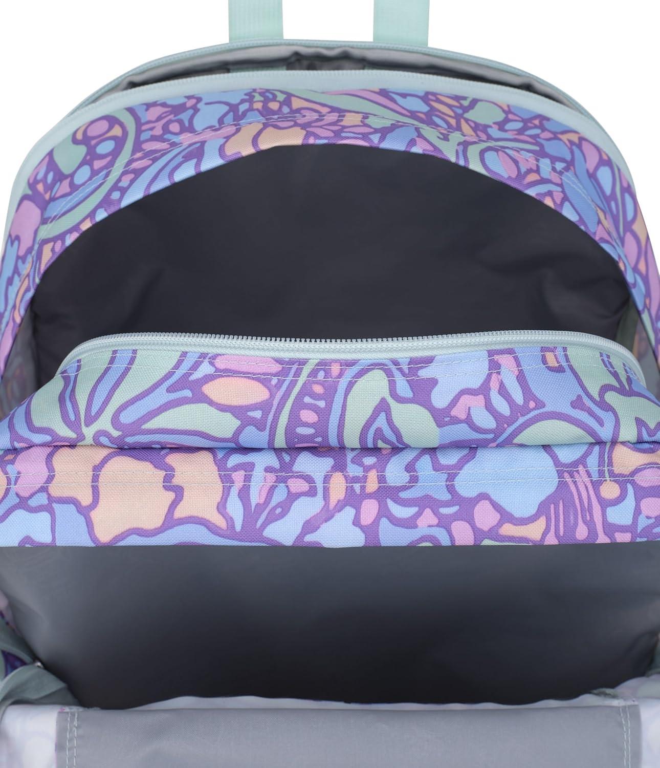 imageJanSport Main Campus Backpack  Travel or Work backpack w 15Inch Laptop Sleeve and Dual Water Bottle Pockets Graphite GreyFluid Floral Pastel Lilac