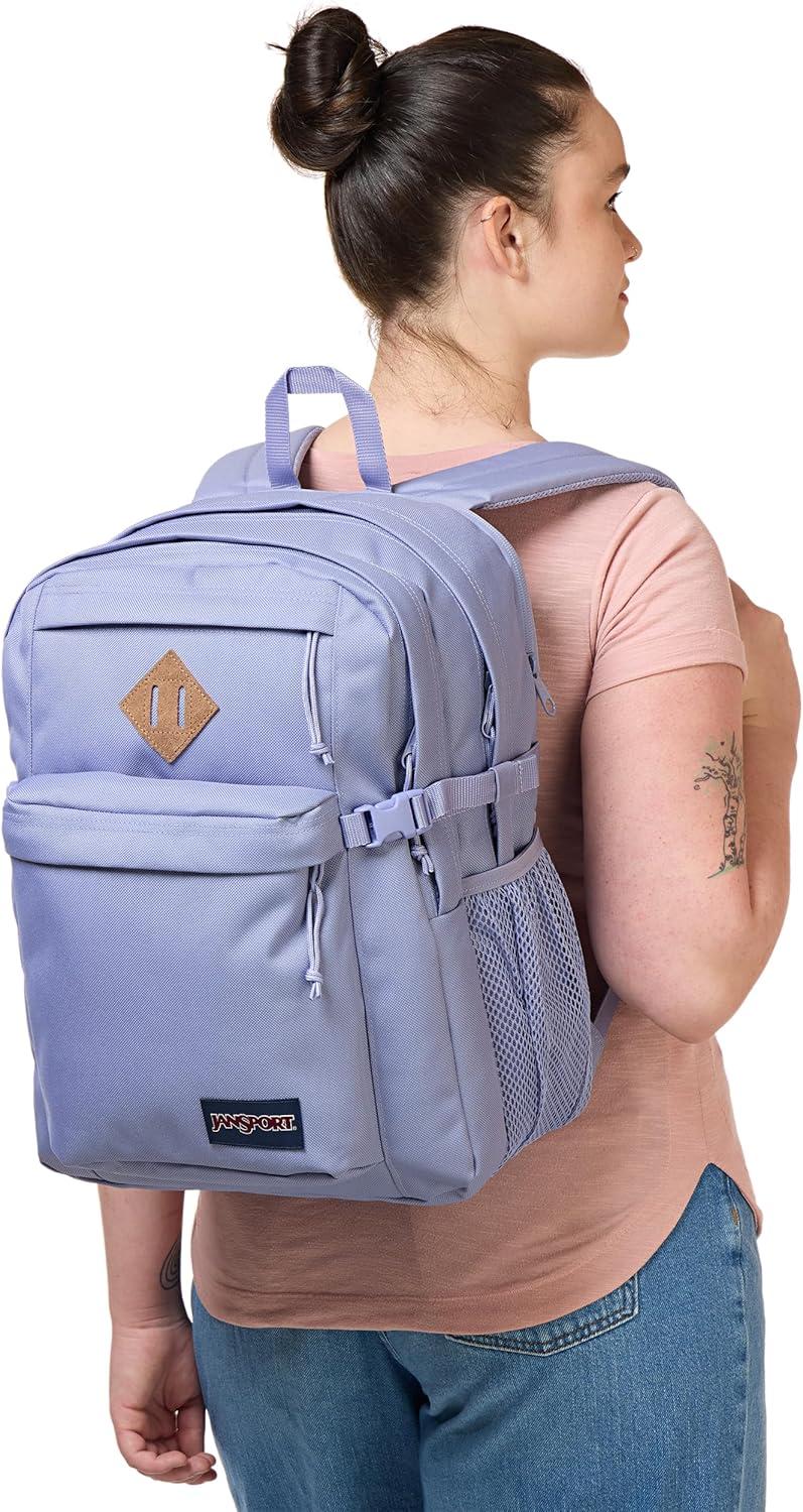imageJanSport Main Campus Backpack  Travel or Work backpack w 15Inch Laptop Sleeve and Dual Water Bottle Pockets Graphite GreyLavender Ash