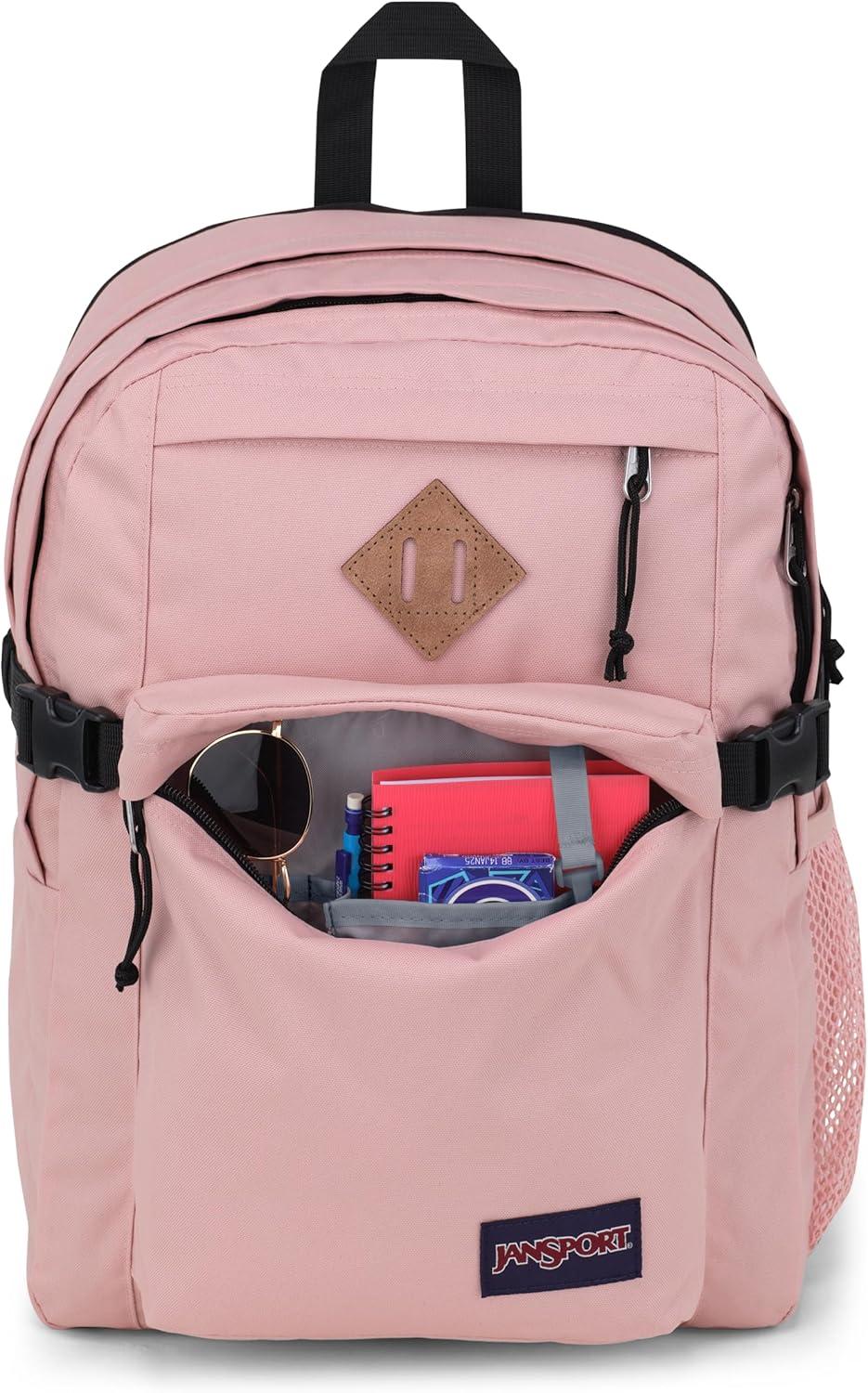 imageJanSport Main Campus Backpack  Travel or Work backpack w 15Inch Laptop Sleeve and Dual Water Bottle Pockets Graphite GreyMisty Rose