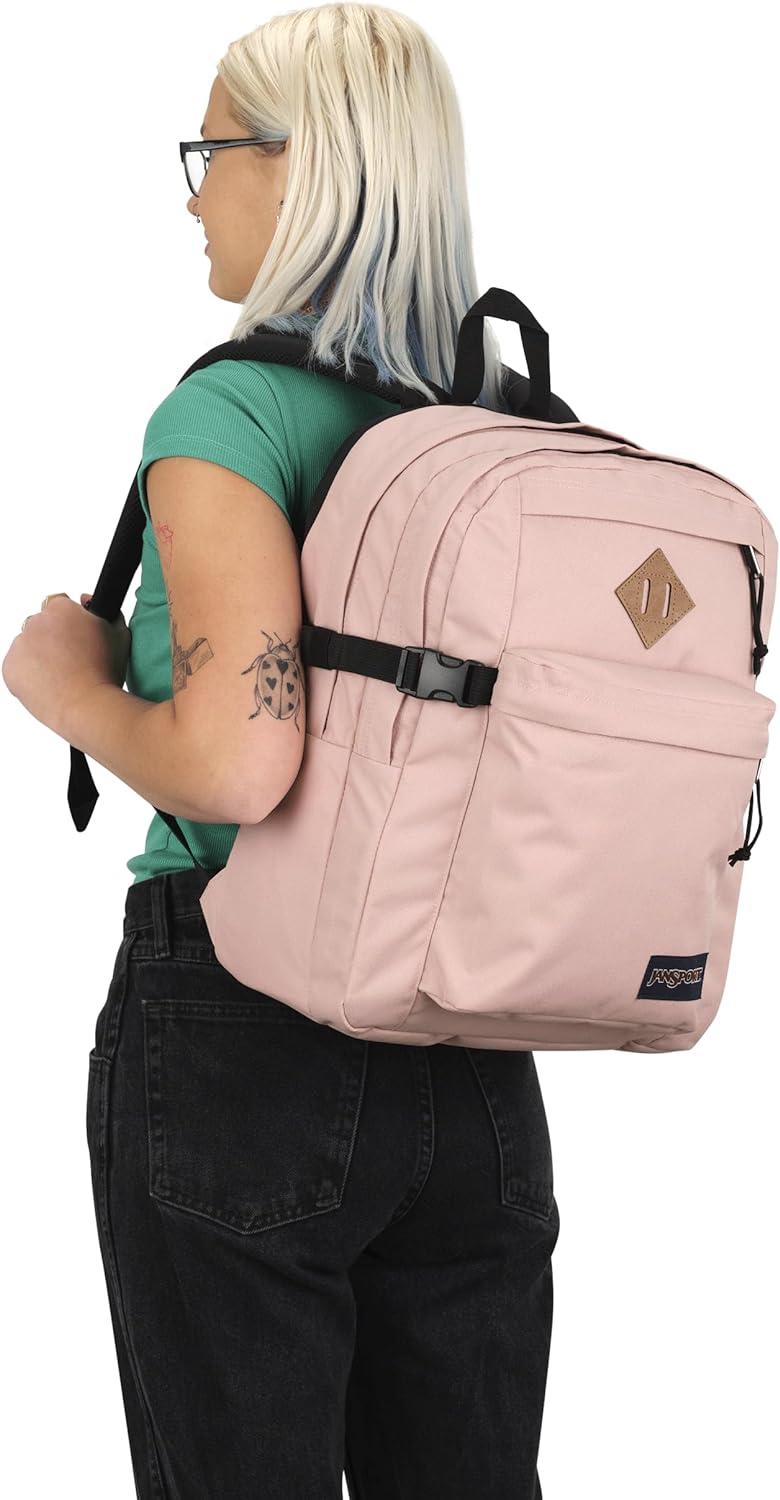 imageJanSport Main Campus Backpack  Travel or Work backpack w 15Inch Laptop Sleeve and Dual Water Bottle Pockets Graphite GreyMisty Rose