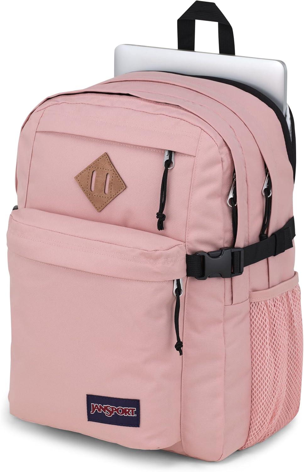 imageJanSport Main Campus Backpack  Travel or Work backpack w 15Inch Laptop Sleeve and Dual Water Bottle Pockets Graphite GreyMisty Rose