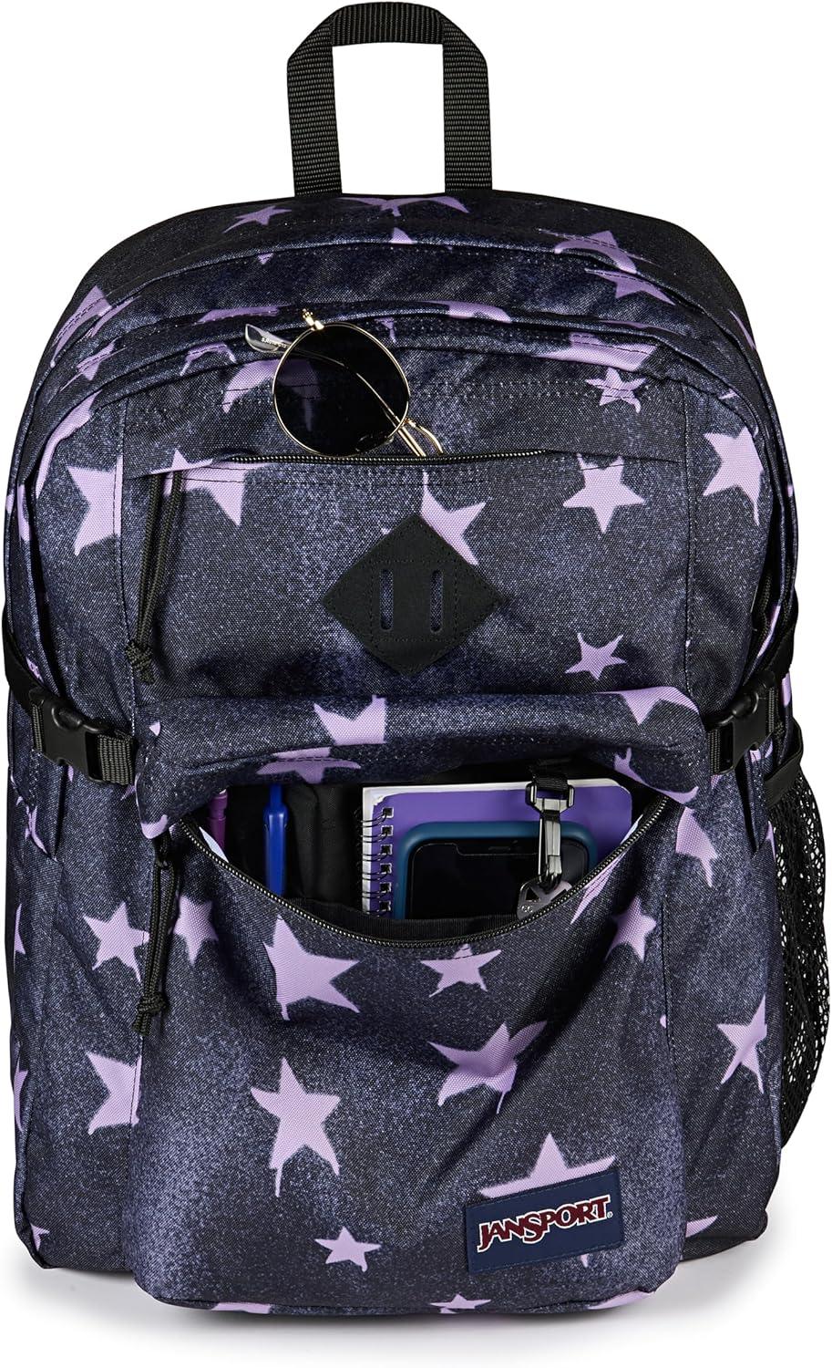 imageJanSport Main Campus Backpack  Travel or Work backpack w 15Inch Laptop Sleeve and Dual Water Bottle Pockets Graphite GreySprayed Stars Pastel Lilac