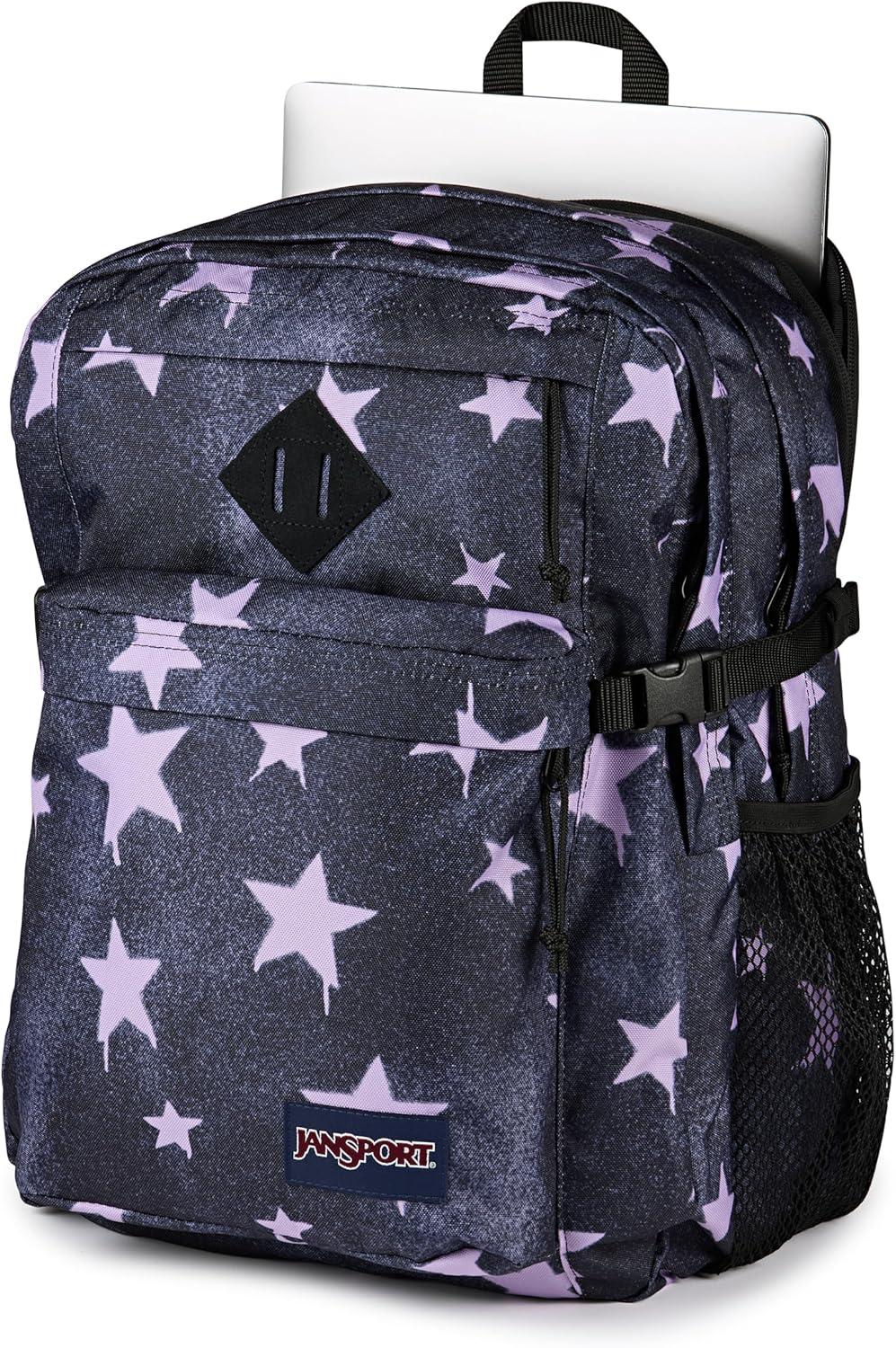 imageJanSport Main Campus Backpack  Travel or Work backpack w 15Inch Laptop Sleeve and Dual Water Bottle Pockets Graphite GreySprayed Stars Pastel Lilac