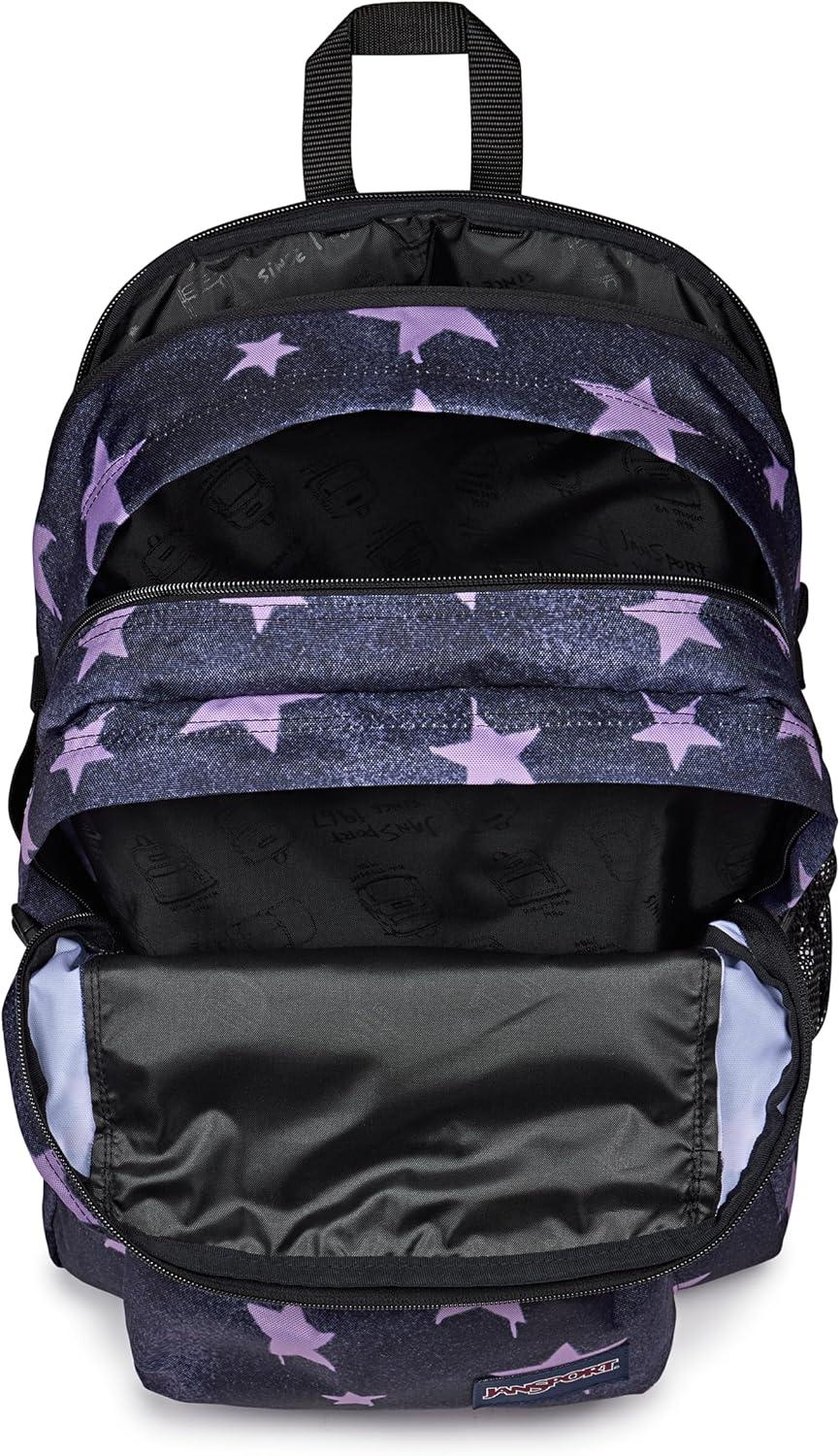 imageJanSport Main Campus Backpack  Travel or Work backpack w 15Inch Laptop Sleeve and Dual Water Bottle Pockets Graphite GreySprayed Stars Pastel Lilac