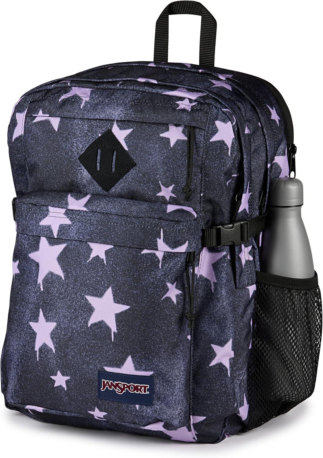 imageJanSport Main Campus Backpack  Travel or Work backpack w 15Inch Laptop Sleeve and Dual Water Bottle Pockets Graphite GreySprayed Stars Pastel Lilac