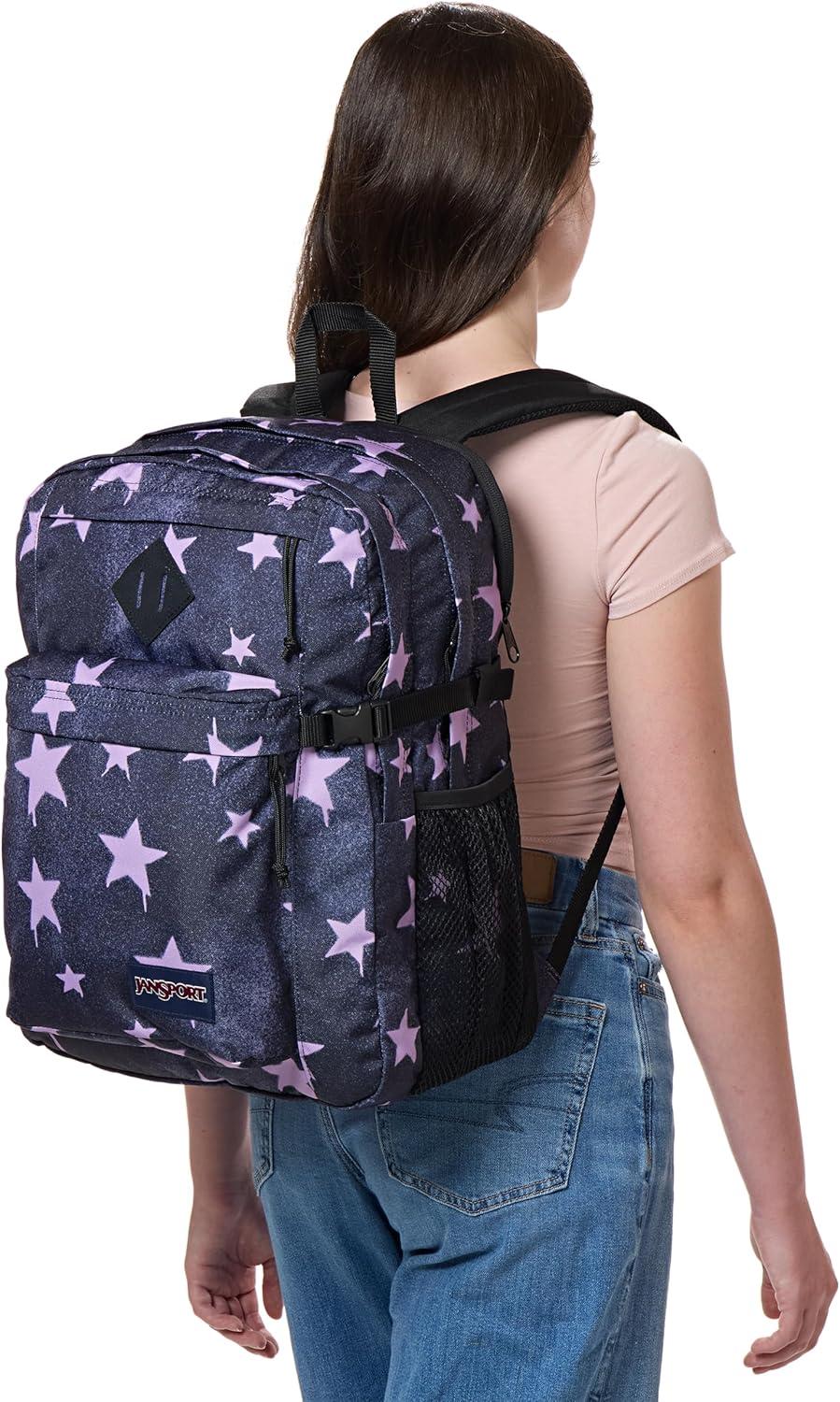 imageJanSport Main Campus Backpack  Travel or Work backpack w 15Inch Laptop Sleeve and Dual Water Bottle Pockets Graphite GreySprayed Stars Pastel Lilac