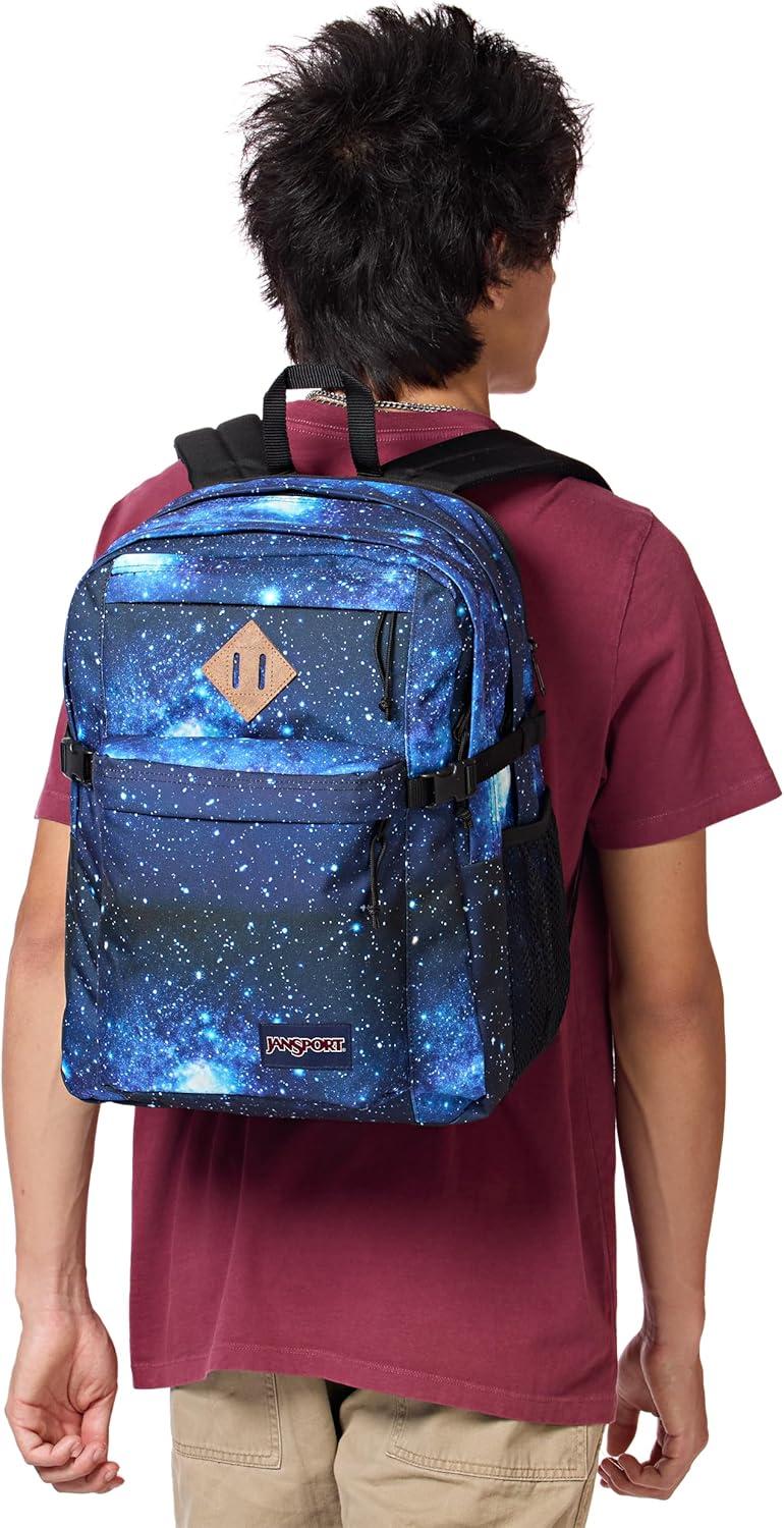 imageJanSport Main Campus Backpack  Travel or Work backpack w 15Inch Laptop Sleeve and Dual Water Bottle Pockets Graphite GreyStellar Starfield