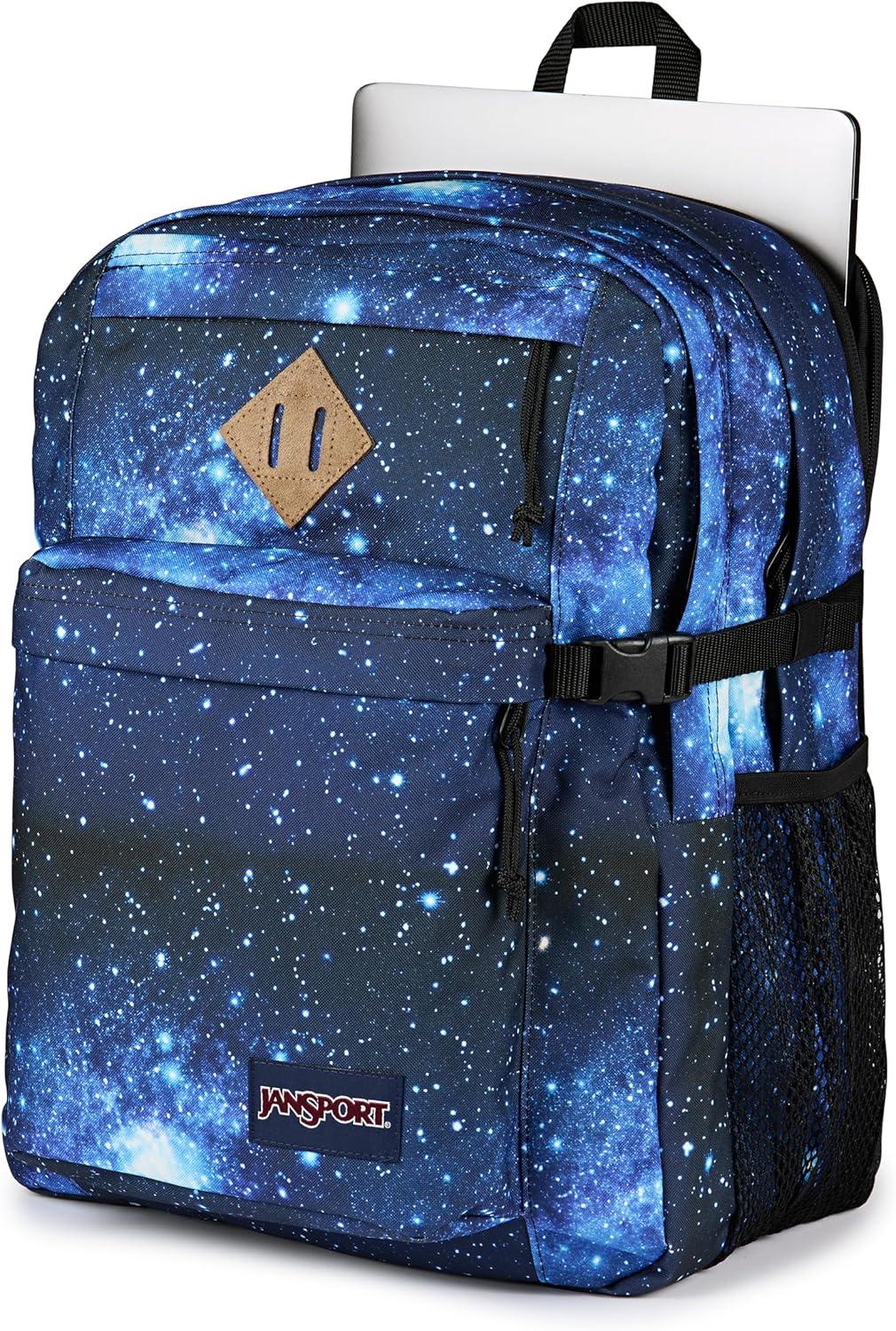 imageJanSport Main Campus Backpack  Travel or Work backpack w 15Inch Laptop Sleeve and Dual Water Bottle Pockets Graphite GreyStellar Starfield