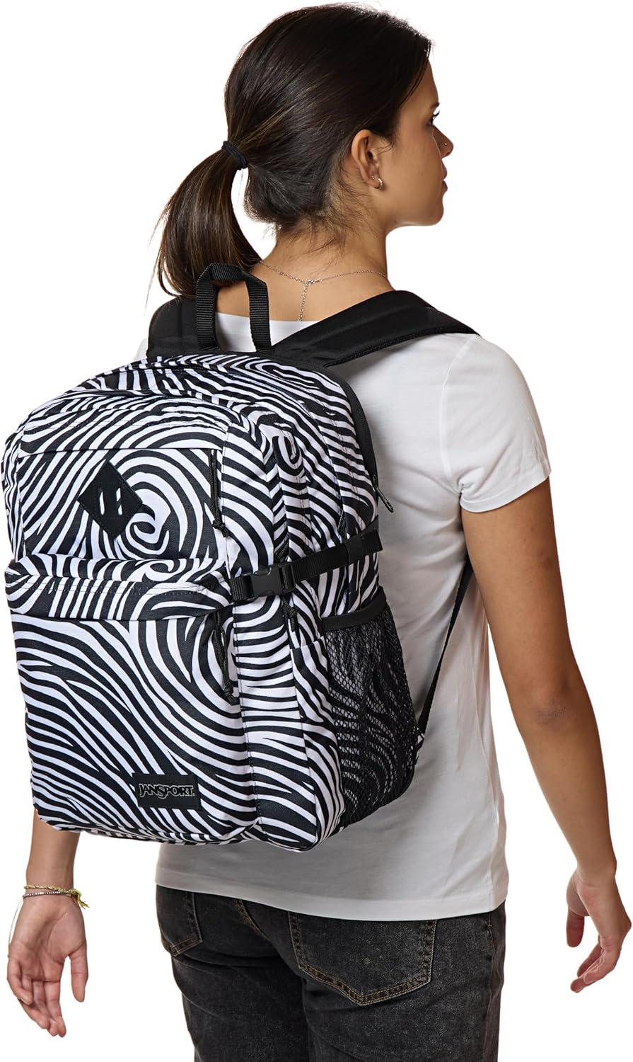 imageJanSport Main Campus Backpack Travel or Work backpack w 15Inch Laptop Sleeve and Dual Water Bottle Pockets Graphite GreySurreal Swirlies