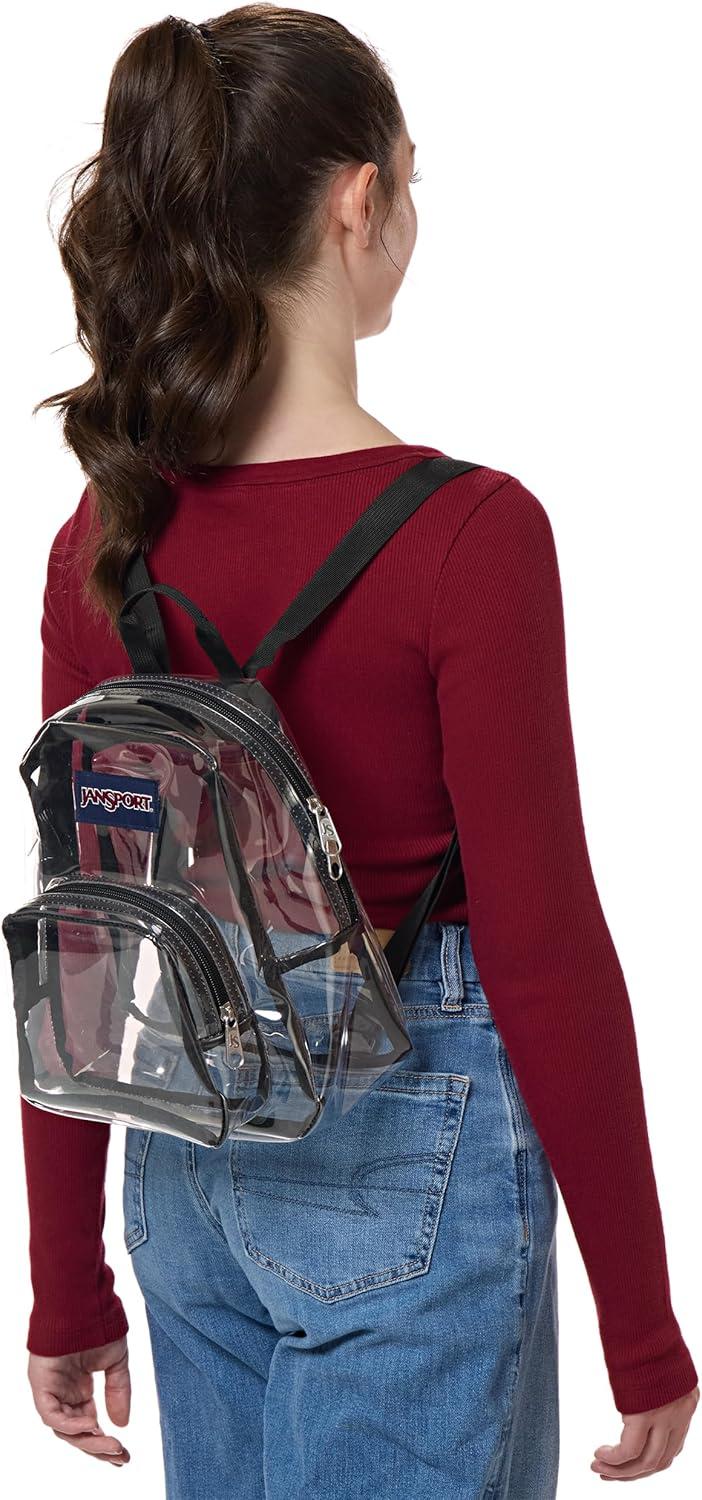 imageJanSport Mini Pack Lightweight 10L Backpack with Adjustable Straps and Front Zipper Pocket Perfect for Travel Concerts ampamp Everyday Use ClearClear Mini Pack
