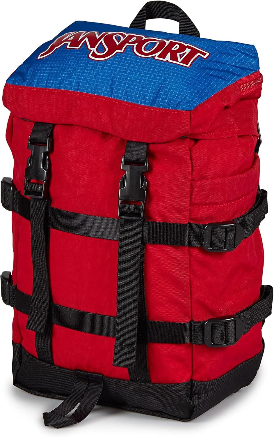 imageJanSport Mini Skip Pack Compact Backpack with Main Compartment Side Water Bottle Pocket and Zippered Accessory Pocket Jelly KellyRed Tape