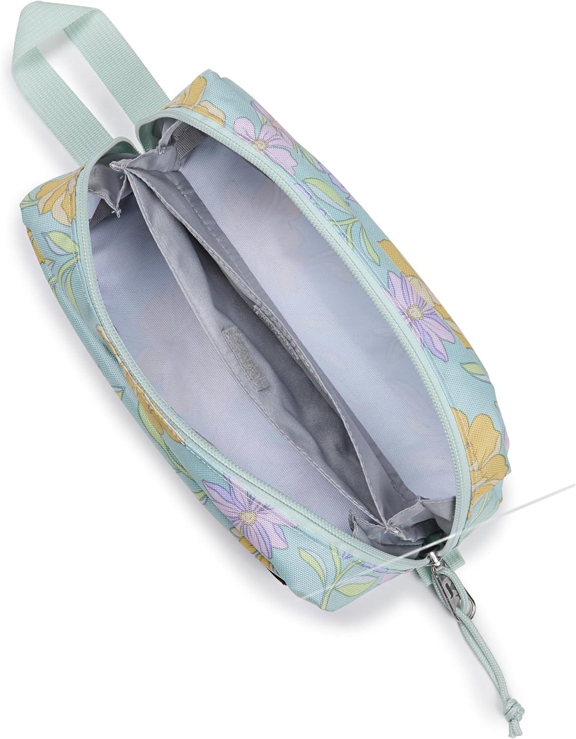 imageJanSport Perfect Pouch  Accordion Opening Single Compartment with 3 Dividers Small Internal PocketFaded Floral Fresh Mint