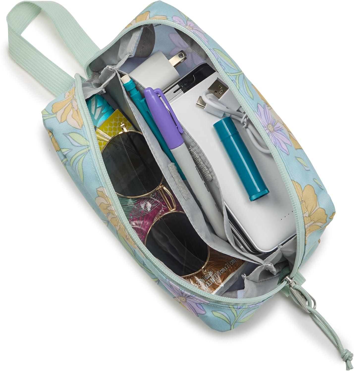 imageJanSport Perfect Pouch  Accordion Opening Single Compartment with 3 Dividers Small Internal PocketFaded Floral Fresh Mint