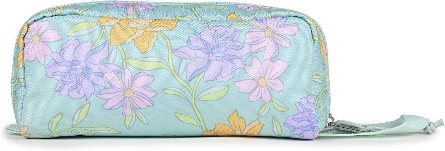 imageJanSport Perfect Pouch  Accordion Opening Single Compartment with 3 Dividers Small Internal PocketFaded Floral Fresh Mint