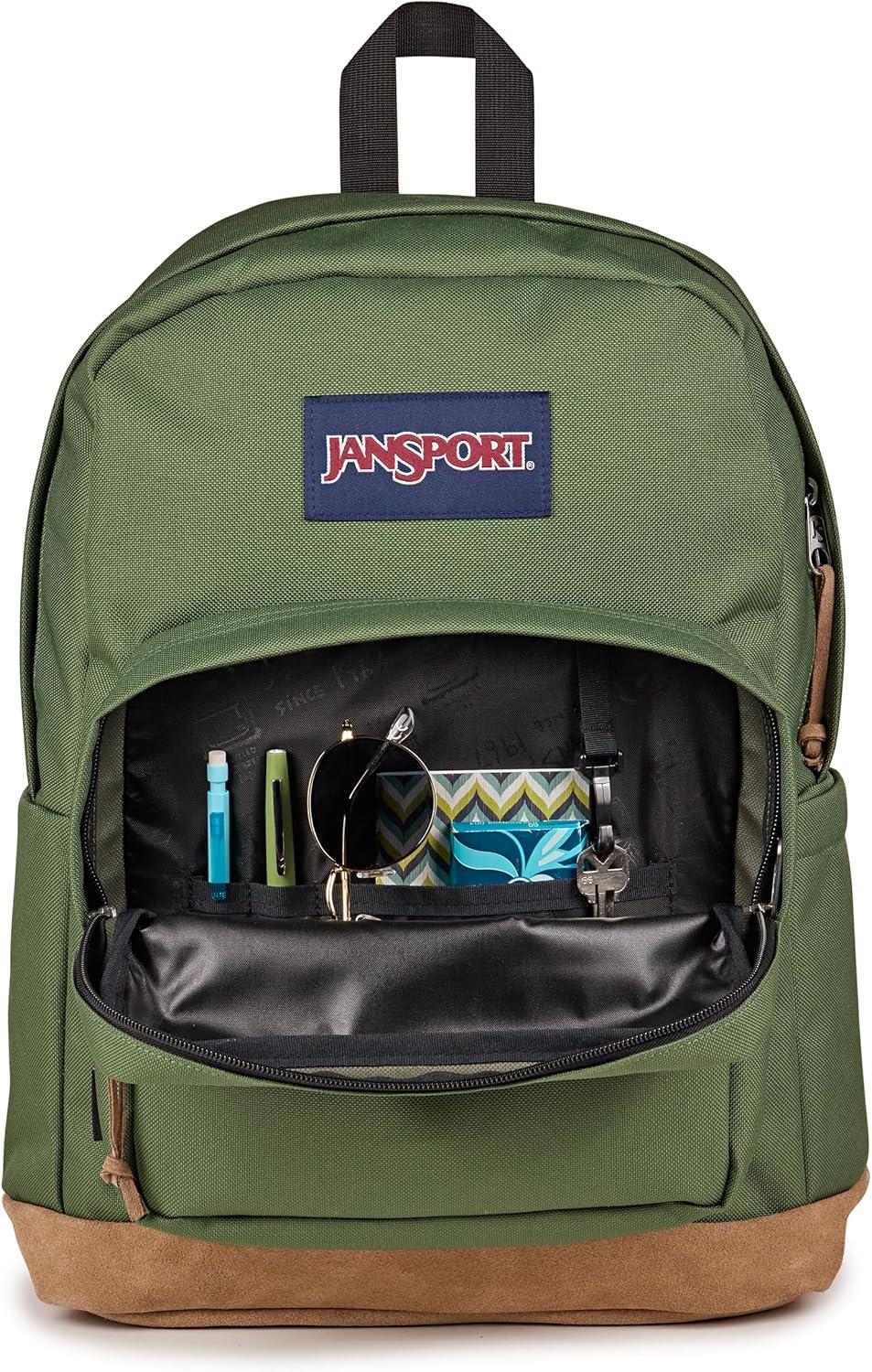 imageJanSport Right Pack Backpack  Durable Daypack with Padded 15quot Laptop Sleeve Spacious Main Compartment ampamp Integrated Water Bottle Pocket  BlackCargo Green