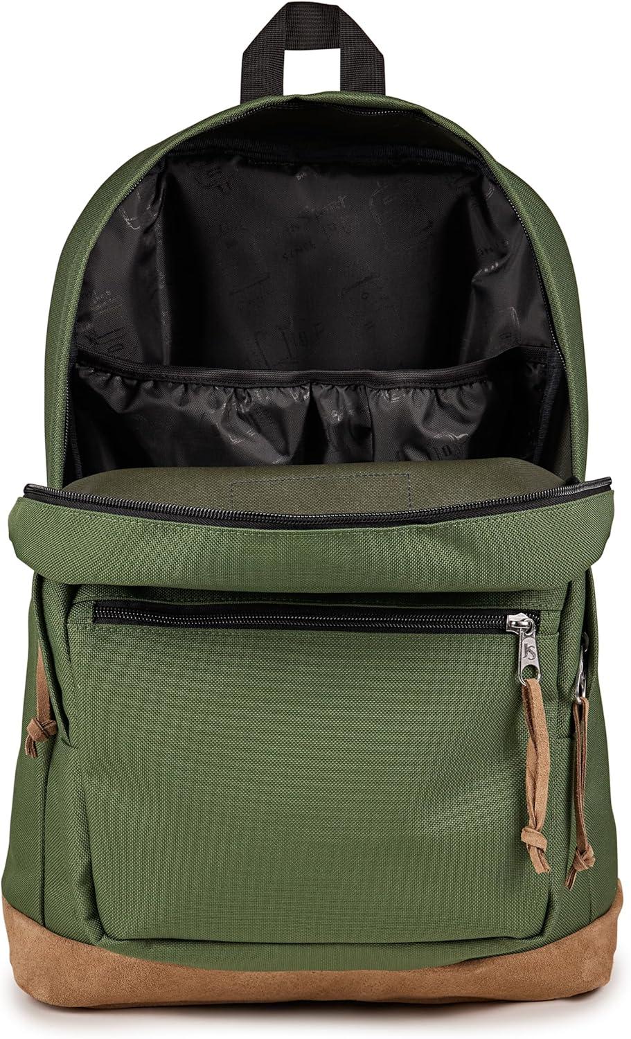 imageJanSport Right Pack Backpack  Durable Daypack with Padded 15quot Laptop Sleeve Spacious Main Compartment ampamp Integrated Water Bottle Pocket  BlackCargo Green