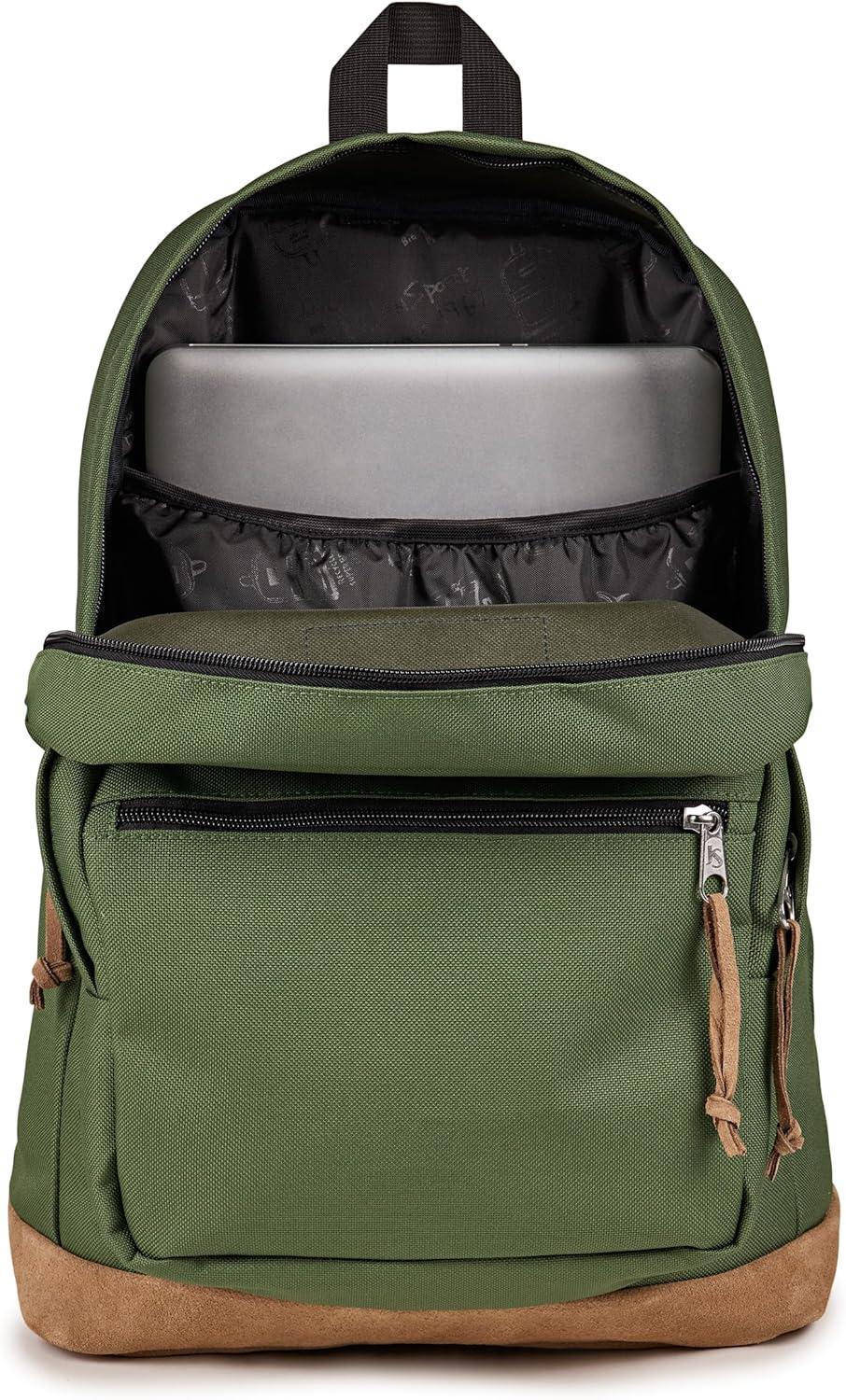 imageJanSport Right Pack Backpack  Durable Daypack with Padded 15quot Laptop Sleeve Spacious Main Compartment ampamp Integrated Water Bottle Pocket  BlackCargo Green