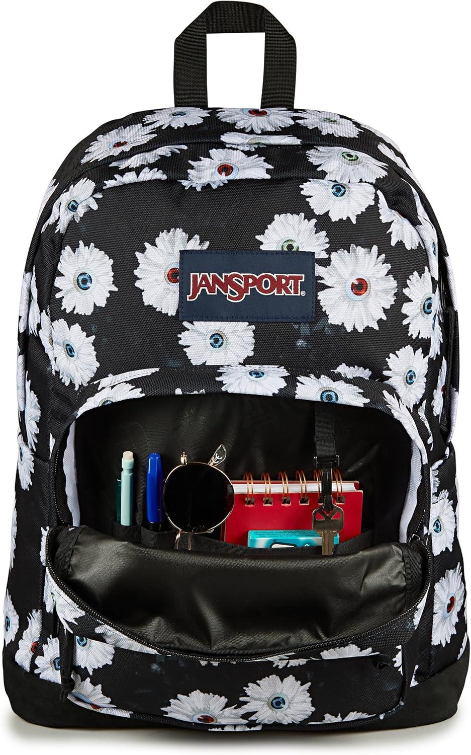 imageJanSport Right Pack Backpack  Durable Daypack with Padded 15quot Laptop Sleeve Spacious Main Compartment ampamp Integrated Water Bottle Pocket  BlackEyeball Blossom