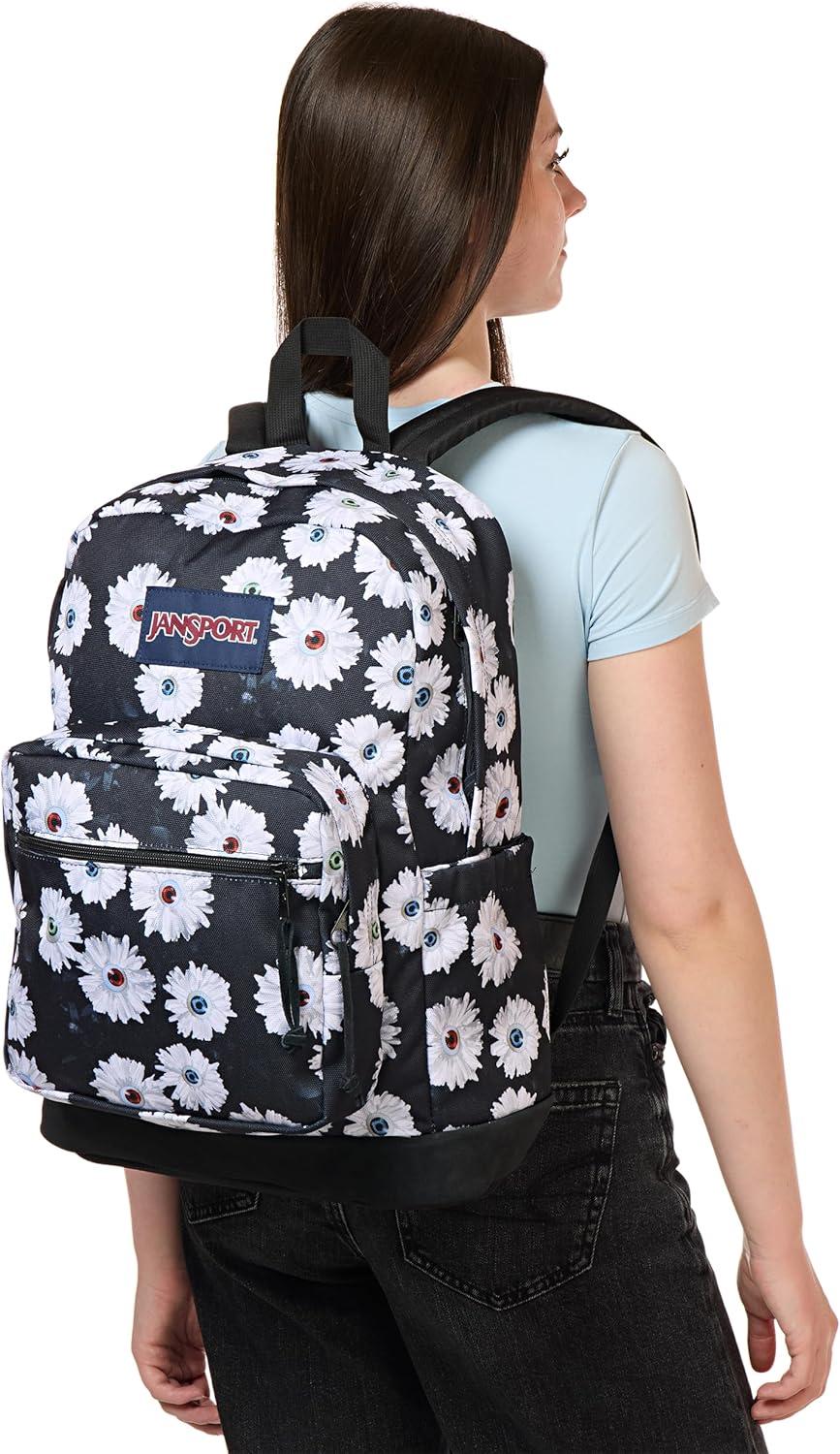 imageJanSport Right Pack Backpack  Durable Daypack with Padded 15quot Laptop Sleeve Spacious Main Compartment ampamp Integrated Water Bottle Pocket  BlackEyeball Blossom