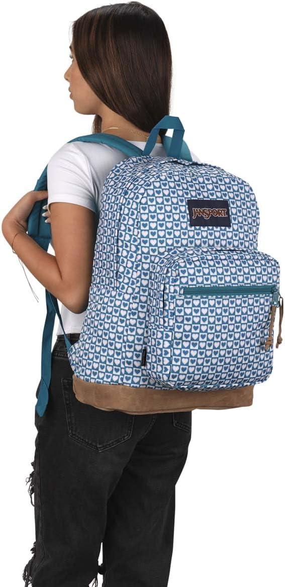 imageJanSport Right Pack Backpack  Durable Daypack with Padded 15quot Laptop Sleeve Spacious Main Compartment ampamp Integrated Water Bottle Pocket  BlackHyped Hearts Green