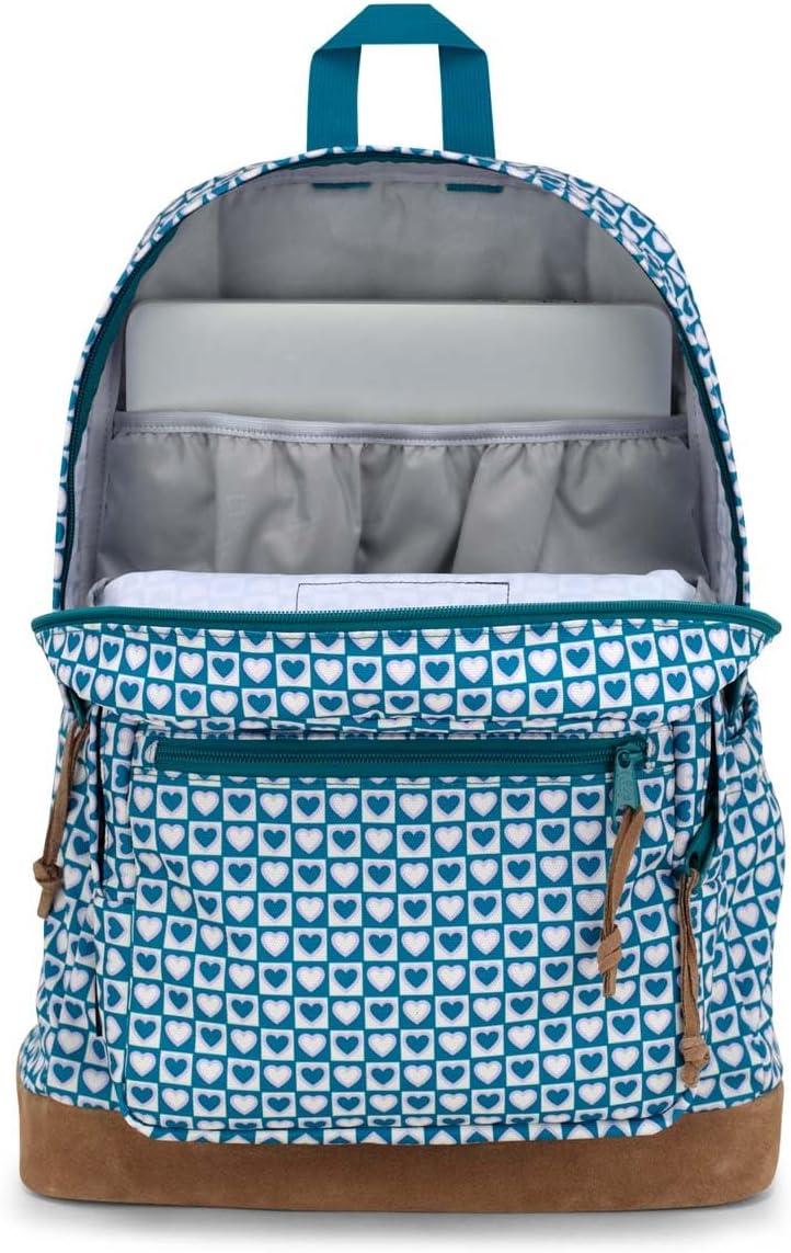 imageJanSport Right Pack Backpack  Durable Daypack with Padded 15quot Laptop Sleeve Spacious Main Compartment ampamp Integrated Water Bottle Pocket  BlackHyped Hearts Green