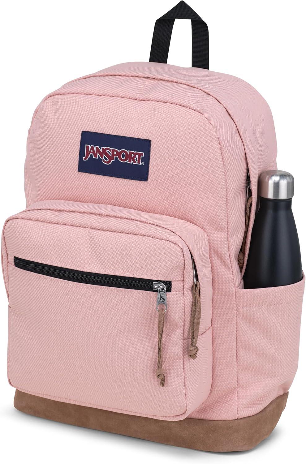 imageJanSport Right Pack Backpack  Durable Daypack with Padded 15quot Laptop Sleeve Spacious Main Compartment ampamp Integrated Water Bottle Pocket  BlackMisty Rose