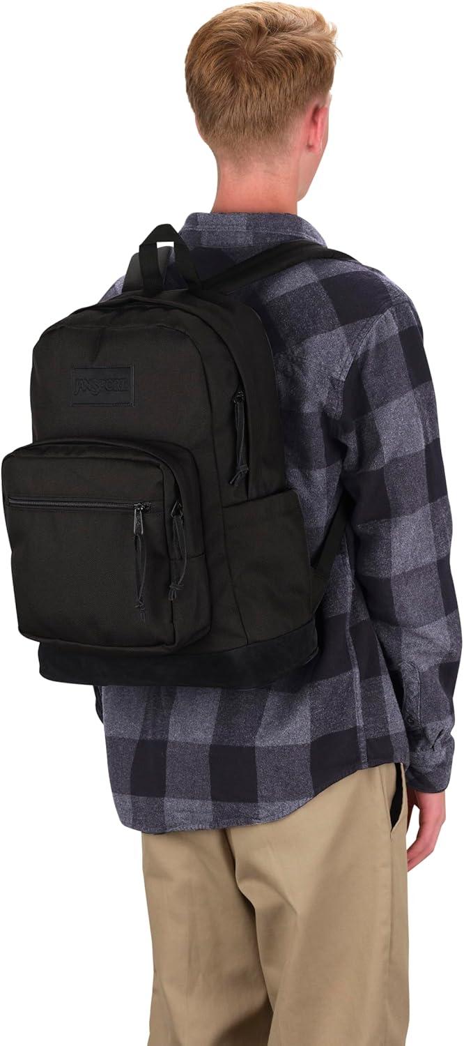 imageJanSport Right Pack Backpack  Durable Daypack with Padded 15quot Laptop Sleeve Spacious Main Compartment ampamp Integrated Water Bottle Pocket  BlackMonochrome Black