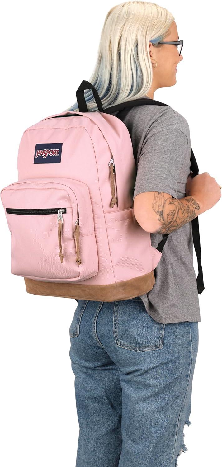 imageJanSport Right Pack Backpack  Durable Daypack with Padded 15quot Laptop Sleeve Spacious Main Compartment ampamp Integrated Water Bottle Pocket  BlackMisty Rose