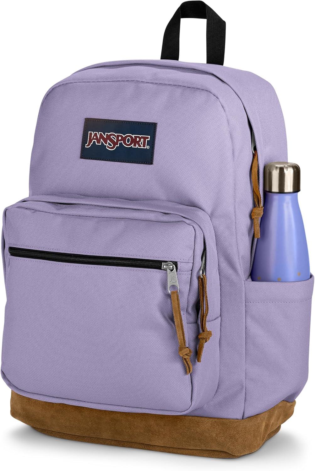 imageJanSport Right Pack Backpack  Durable Daypack with Padded 15quot Laptop Sleeve Spacious Main Compartment ampamp Integrated Water Bottle Pocket  BlackPastel Lilac