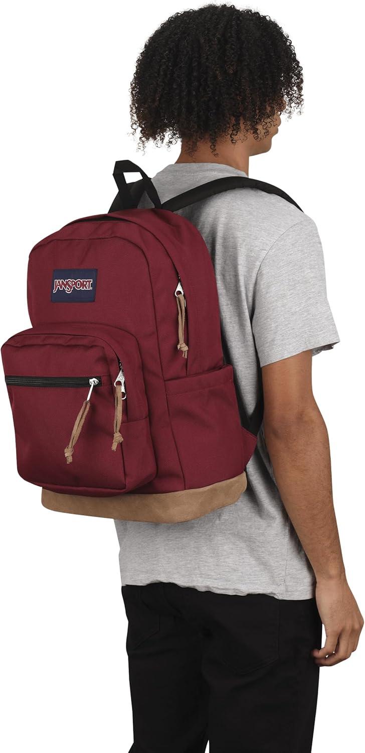 imageJanSport Right Pack Backpack  Durable Daypack with Padded 15quot Laptop Sleeve Spacious Main Compartment ampamp Integrated Water Bottle Pocket  BlackRusset Red