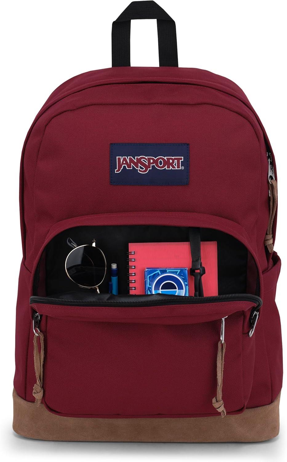 imageJanSport Right Pack Backpack  Durable Daypack with Padded 15quot Laptop Sleeve Spacious Main Compartment ampamp Integrated Water Bottle Pocket  BlackRusset Red