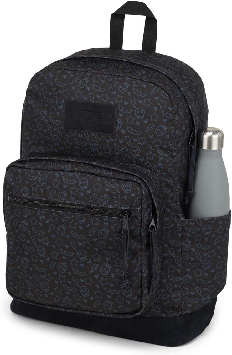 imageJanSport Right Pack Backpack Durable Daypack with Padded 15quot Laptop Sleeve Spacious Main Compartment ampamp Integrated Water Bottle Pocket BlackSubtle Skull