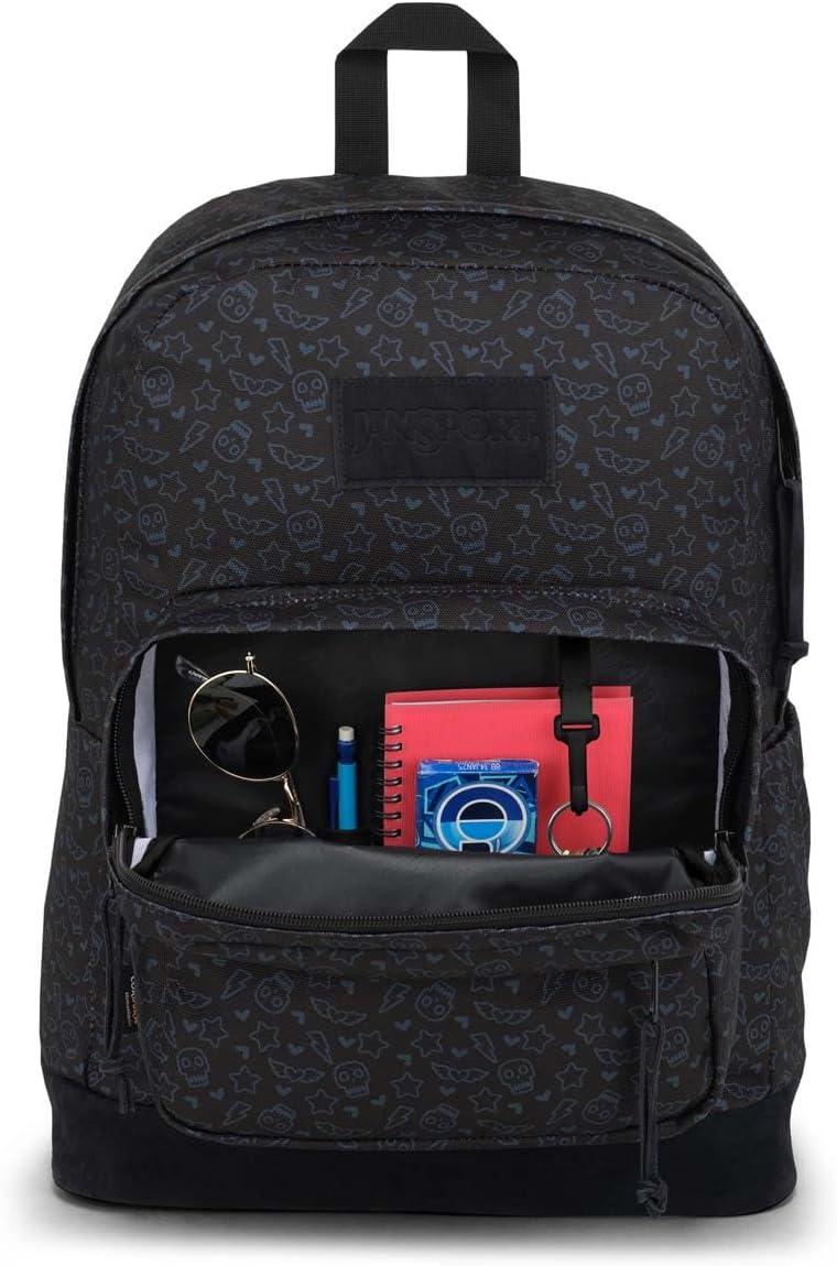 imageJanSport Right Pack Backpack Durable Daypack with Padded 15quot Laptop Sleeve Spacious Main Compartment ampamp Integrated Water Bottle Pocket BlackSubtle Skull