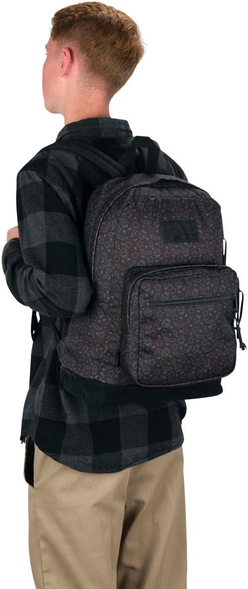 imageJanSport Right Pack Backpack Durable Daypack with Padded 15quot Laptop Sleeve Spacious Main Compartment ampamp Integrated Water Bottle Pocket BlackSubtle Skull