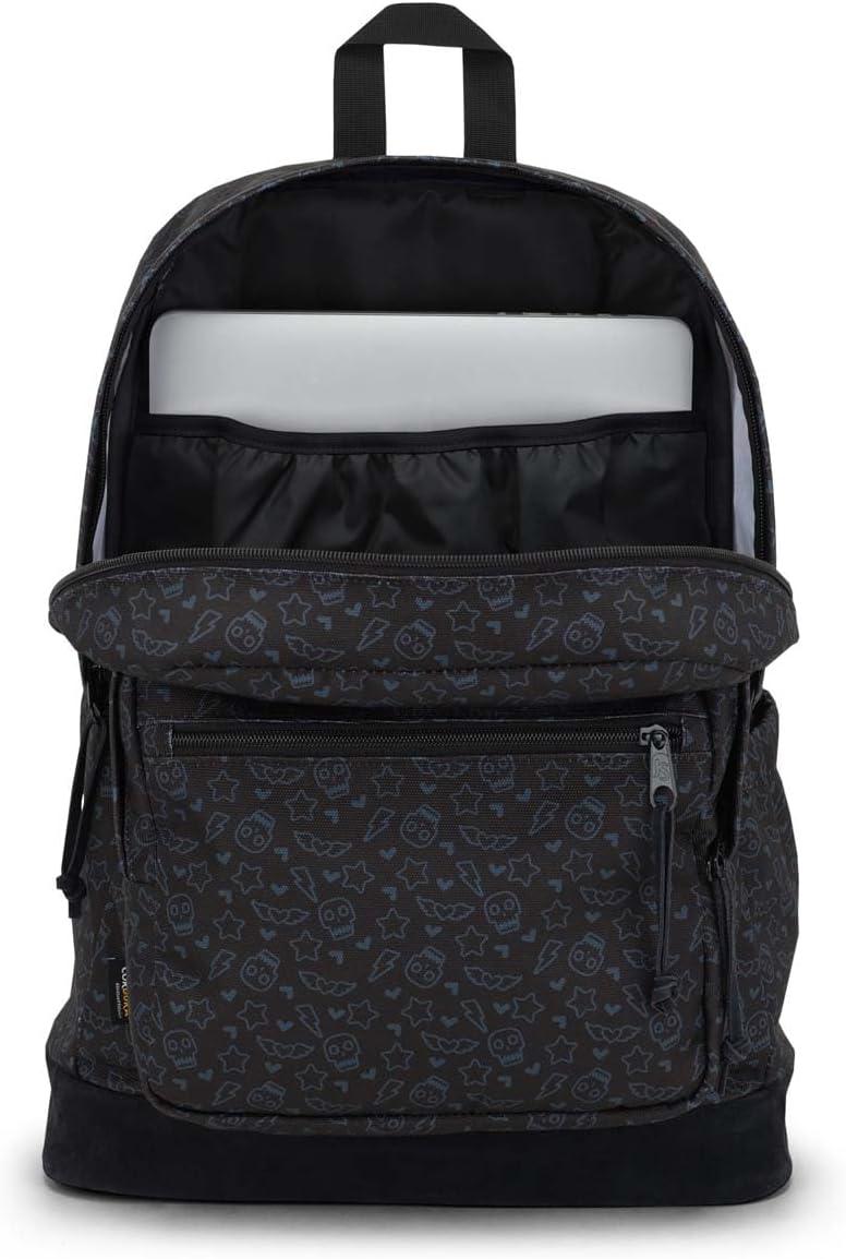 imageJanSport Right Pack Backpack Durable Daypack with Padded 15quot Laptop Sleeve Spacious Main Compartment ampamp Integrated Water Bottle Pocket BlackSubtle Skull
