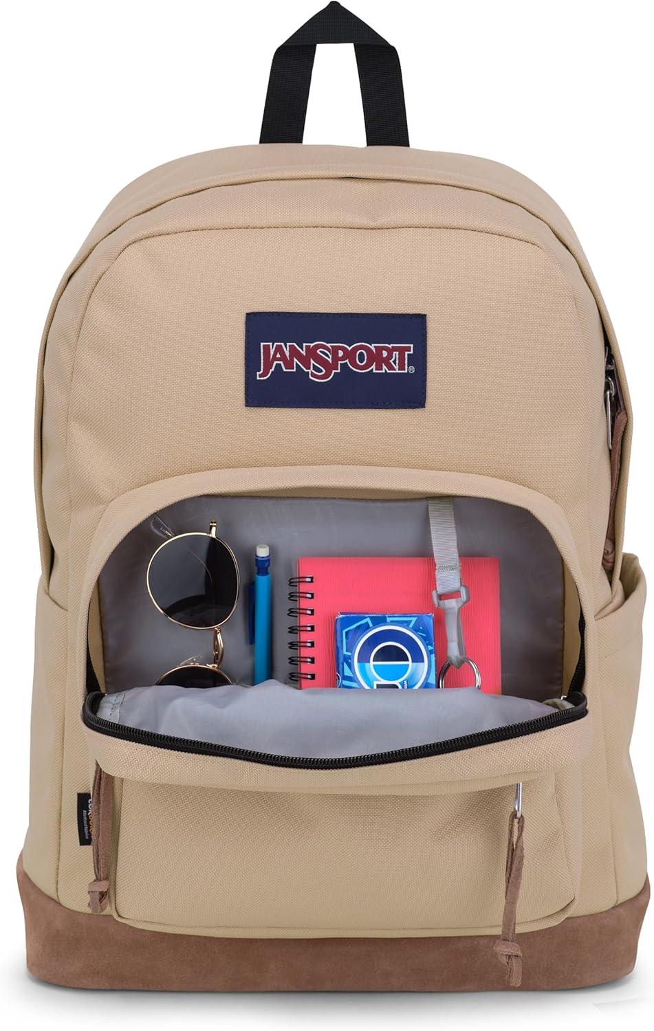 imageJanSport Right Pack Backpack  Durable Daypack with Padded 15quot Laptop Sleeve Spacious Main Compartment ampamp Integrated Water Bottle Pocket  BlackTravertine