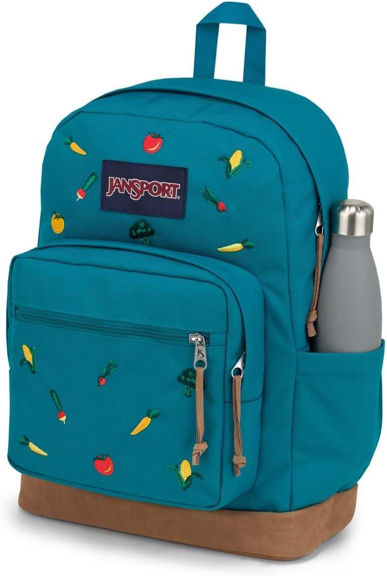 imageJanSport Right Pack Expressions Backpack  Main Compartment 15inch Padded Laptop Compartment Side Water Bottle Pocket Utility Pocket with Zippered Rain Flap Discharge Denim StarEmbroidered Veggies