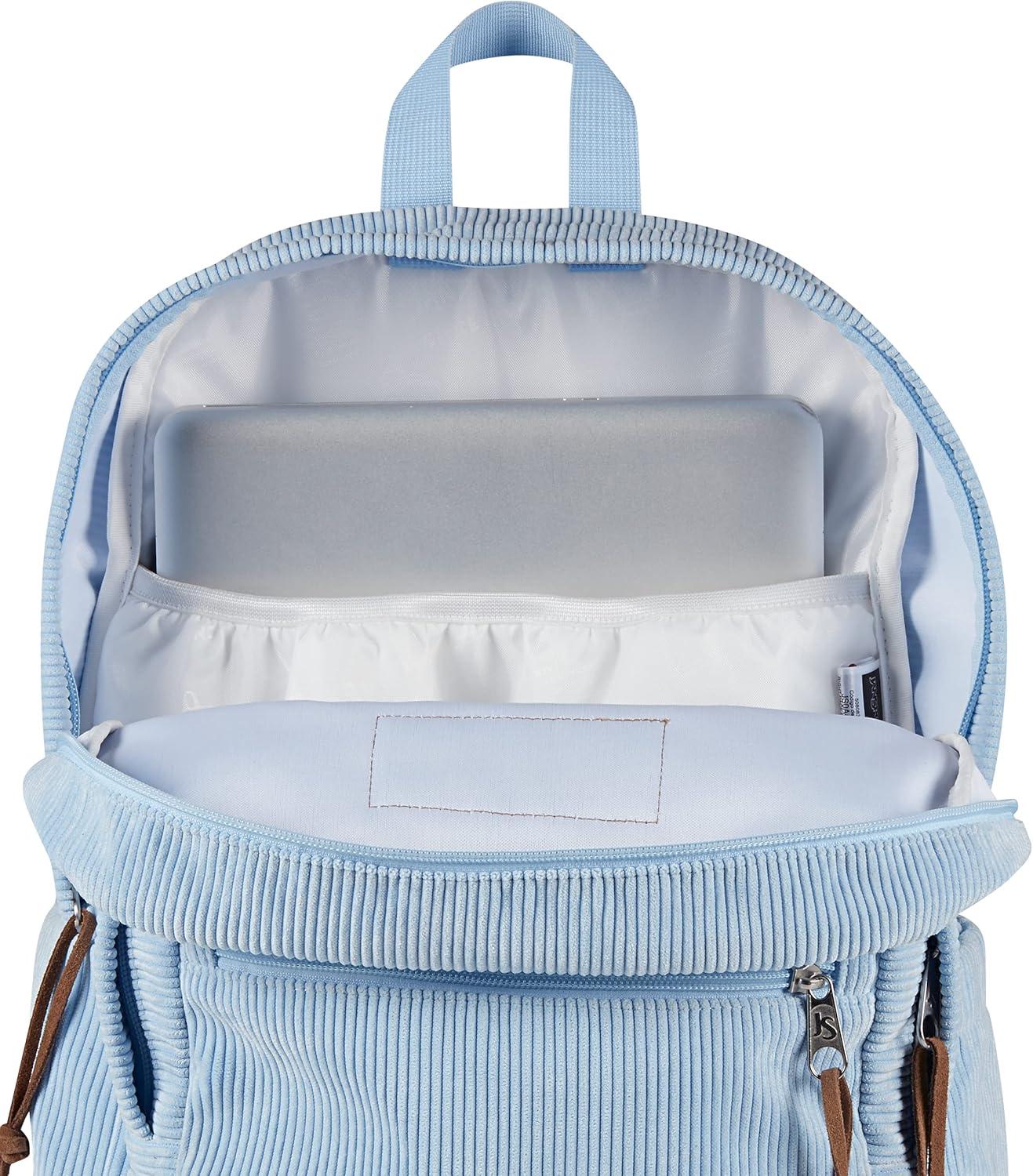 imageJanSport Right Pack Expressions Backpack Main Compartment 15inch Padded Laptop Compartment Side Water Bottle Pocket Utility Pocket with Zippered Rain Flap Discharge Denim StarHydrangea Corduroy