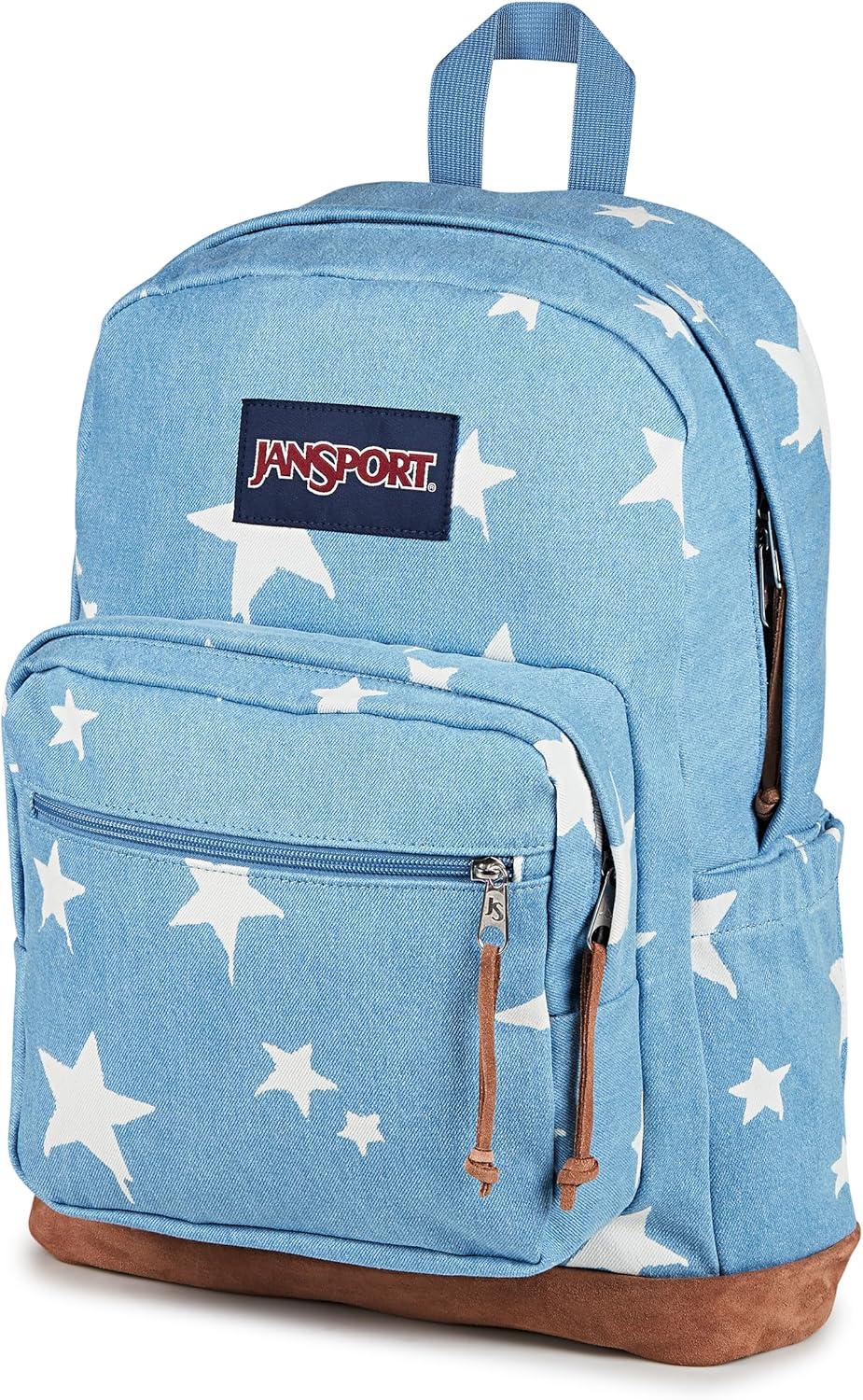 imageJanSport Right Pack Expressions Backpack Main Compartment 15inch Padded Laptop Compartment Side Water Bottle Pocket Utility Pocket with Zippered Rain Flap Discharge Denim StarDischarge Denim Star
