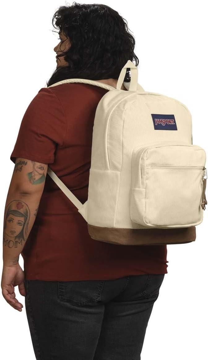 imageJanSport Right Pack Expressions Backpack Main Compartment 15inch Padded Laptop Compartment Side Water Bottle Pocket Utility Pocket with Zippered Rain Flap Discharge Denim StarCoconut Corduroy