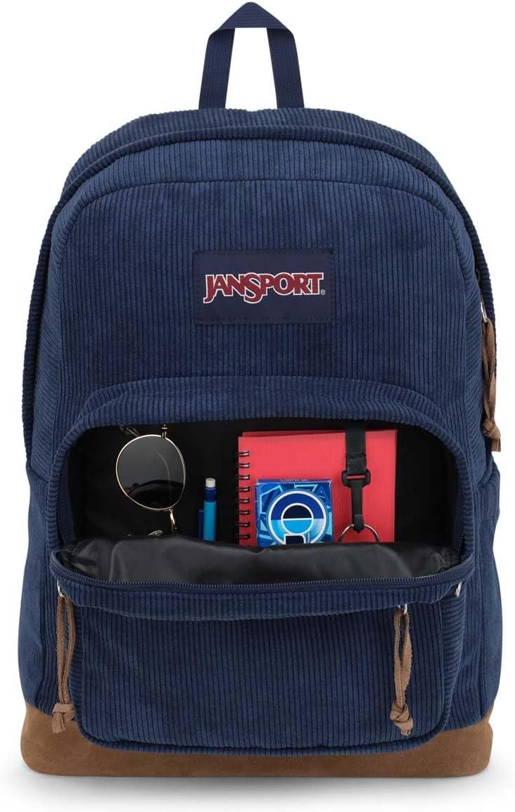 imageJanSport Right Pack Expressions Backpack Main Compartment 15inch Padded Laptop Compartment Side Water Bottle Pocket Utility Pocket with Zippered Rain Flap Discharge Denim StarNavy Corduroy