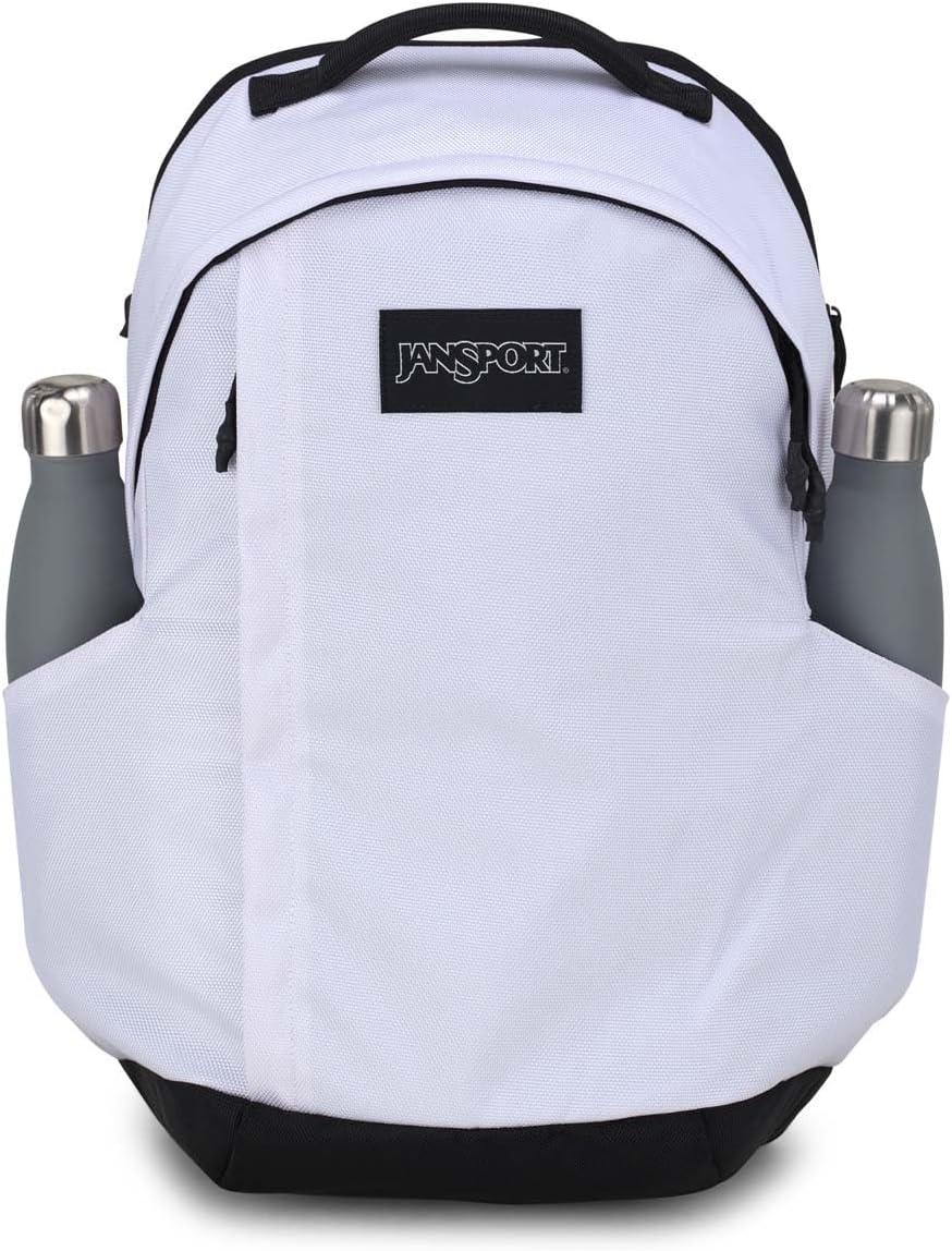 imageJanSport Station Pack Large Backpack with Side Access Padded Laptop Sleeve Dual Water Bottle Pockets and Organizer Loft Pocket WhiteWhite