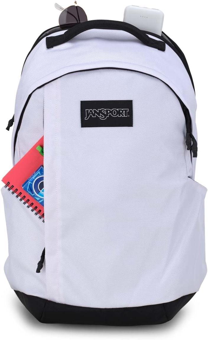 imageJanSport Station Pack Large Backpack with Side Access Padded Laptop Sleeve Dual Water Bottle Pockets and Organizer Loft Pocket WhiteWhite