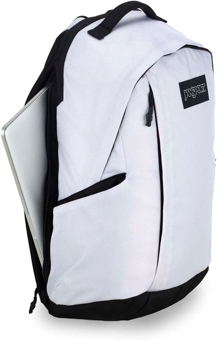 imageJanSport Station Pack Large Backpack with Side Access Padded Laptop Sleeve Dual Water Bottle Pockets and Organizer Loft Pocket WhiteWhite