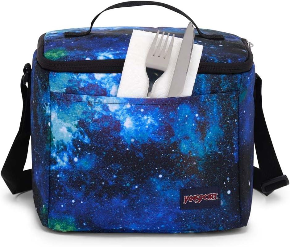 imageJanSport Super Snack  Insulated Lunch Bag with BPAFree Liner Zipper Top Opening and Adjustable Shoulder Strap Cyberspace GalaxyCyberspace Galaxy
