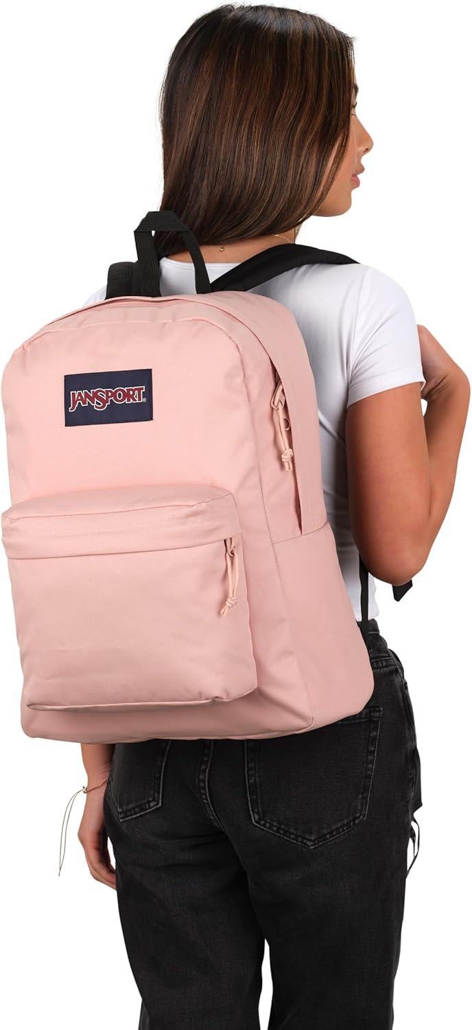 imageJanSport Superbreak Backpack  Durable Lightweight Premium Backpack Red TapeMisty Rose