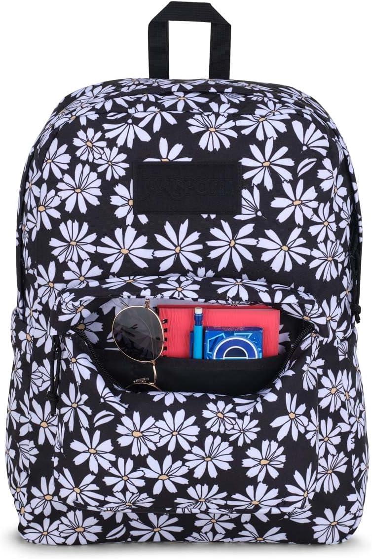 imageJanSport Superbreak Backpack  Durable Lightweight Premium Backpack Red TapePunk Pansies Black