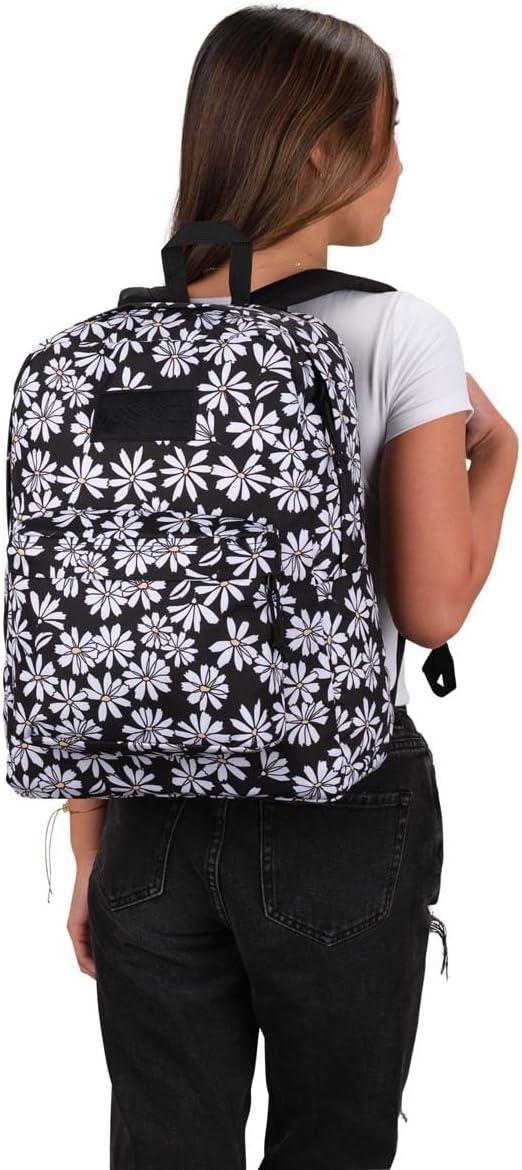 imageJanSport Superbreak Backpack  Durable Lightweight Premium Backpack Red TapePunk Pansies Black